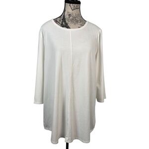 D&Co White Minimalist Long Sleeve Women's Tunic Top size 1X